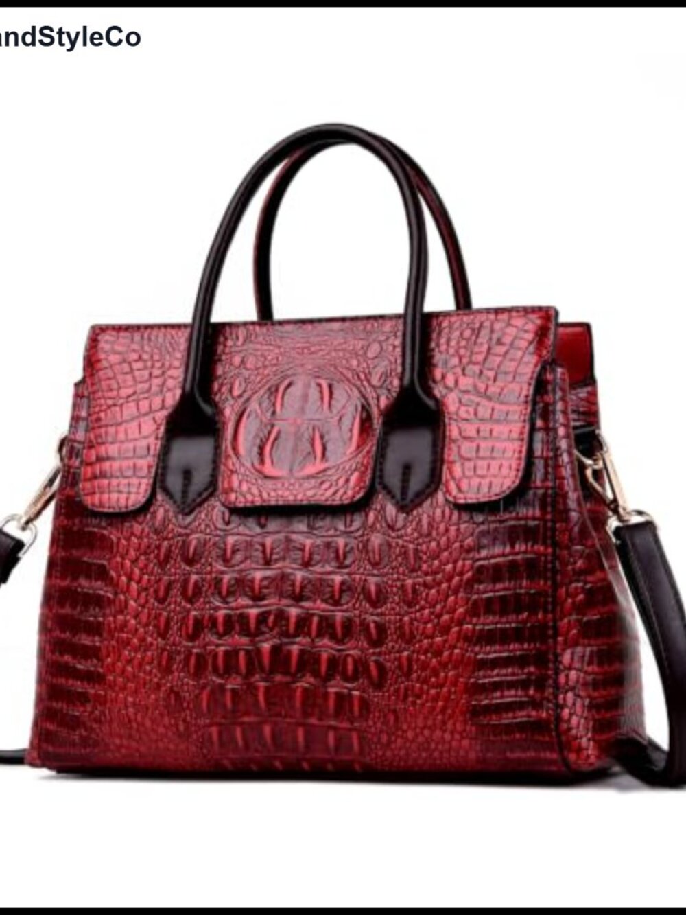 Croc PU Leather Convertible Crossbody Sling Tote Top Handle Shoulder Bag